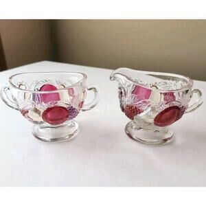 Westmoreland Della Robbia Glass Sugar & Creamer 1928-1940